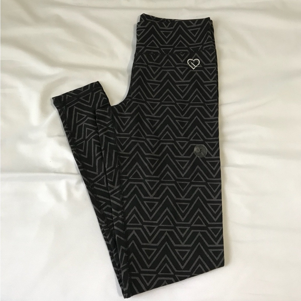 Black And Taupe Printed Yoga Leggings